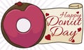 Delicious Strawberry Doughnut with Scroll ready for Donut Day Celebration, Vector Illustration