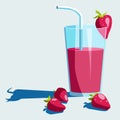 Delicious strawberry fresh in a glass. Vector illustration.