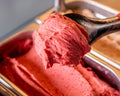 Delicious strawberry gelato on a base
