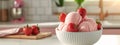 delicious strawberry ice cream in a white plate with a berry Royalty Free Stock Photo