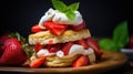 Delicious strawberry shortcake dessert. Juicy strawberry shortcakes Royalty Free Stock Photo