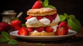 Delicious strawberry shortcake dessert. Juicy strawberry shortcakes Royalty Free Stock Photo