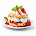 Delicious Strawberry Shortcake With Fresh Whipped Cream Royalty Free Stock Photo