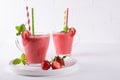 Delicious strawberry smoothie. Morning drinks with fresh berries, yogurt Royalty Free Stock Photo