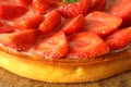 Delicious strawberry tart, close up and selective focus Royalty Free Stock Photo