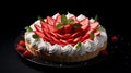 Delicious Strawberry Tart With Whipped Cream And Sliced Strawberries