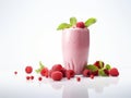 Delicious Strawberry Yoghurt Smoothie Delight with Juicy Raspberries - Unforgettable Taste Explosion!