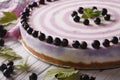 Delicious striped currant cheesecake close-up horizontal Royalty Free Stock Photo
