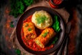 delicious stuffed cabbage rolls with meat and stewed vegetables