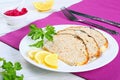 Delicious stuffed carp on white plate Royalty Free Stock Photo