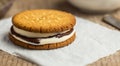 delicious stuffed homemade biscuit on a napkin