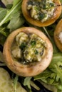 Delicious stuffed mushrooms with cheese and pesto