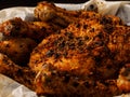 Delicious stuffed roast chicken. ready dish from the oven