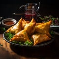 Delicious Stuffed Samosas With Lambic-infused Sauce