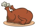 Delicious Stuffed Turkey over Plate in Retro Style, Vector Illustration Royalty Free Stock Photo