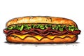 Delicious sub sandwich illustration in vector-style on a white background Royalty Free Stock Photo