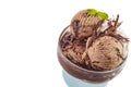 Delicious summer dessert of chocolate ice cream