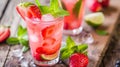 Delicious Summer mocktail drink freshness. Generative Ai