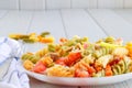 Delicious and summery pasta salad with vegetables