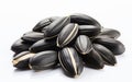 Delicious sunflower black seeds, isolated on white background Royalty Free Stock Photo