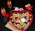 Delicious sushi. Big sushi set for few persons.