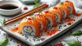 Delicious Sushi with Chopsticks and Sauce AI Generated