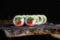 Delicious Sushi Roll on a stone Plate Royalty Free Stock Photo