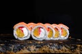 Delicious Sushi Roll on a stone Plate Royalty Free Stock Photo