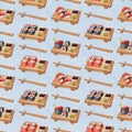 Delicious sushi, seamless pattern