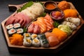 Delicious Sushi Set with Ample Copy Space for Advertisement or Japanese Menu Design