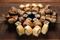 Delicious sushi set closeup. Japanese food art. Royalty Free Stock Photo