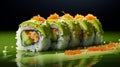 Delicious Sushi and Wasabi Food Combination Horizontal Illustration.