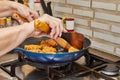 Delicious Swan Cutlets Being Fried in Home Kitchen Frying Pan