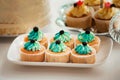 Delicious sweet buffet with capcakes on plate Royalty Free Stock Photo