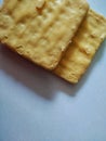 Delicious and sweet crunchy cheese biscuit agains white background