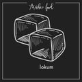 Delicious sweet cubes of lokum from Arabic food.