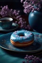 Delicious Sweet Donut With Blue Icing And Topping Royalty Free Stock Photo