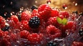 Delicious sweet glowing ripe berries raspberries strawberries blackberries cherry Royalty Free Stock Photo