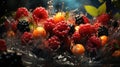 Delicious sweet glowing ripe berries raspberries strawberries blackberries cherry Royalty Free Stock Photo