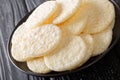 Delicious sweet rice cakes with sugar close-up on a plate. horizontal Royalty Free Stock Photo