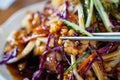 Delicious sweet and sour sauced deep fried pork, Tangsuyuk, with vegetables