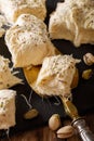 Delicious sweetness fresh dessert pismaniye with nuts pistachios