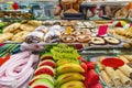 Delicious sweets on store shelves Royalty Free Stock Photo