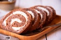 Swiss roll with cream, homemde dessert Royalty Free Stock Photo