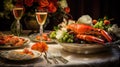 delicious table seafood food elegant