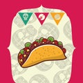Delicious taco mexican food with party garlands