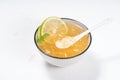 Delicious Taiwanese food - cold drinking dessert Aiyu ice jelly with lemon