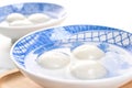 Delicious tang yuan, yuanxiao in a small bowl. Asian traditional festive food rice dumplings ball with stuffed fillings for