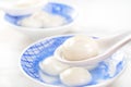 Delicious tang yuan, yuanxiao in a small bowl. Asian traditional festive food rice dumplings ball with stuffed fillings for