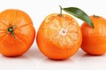 Delicious tangerines cut out on white background Royalty Free Stock Photo